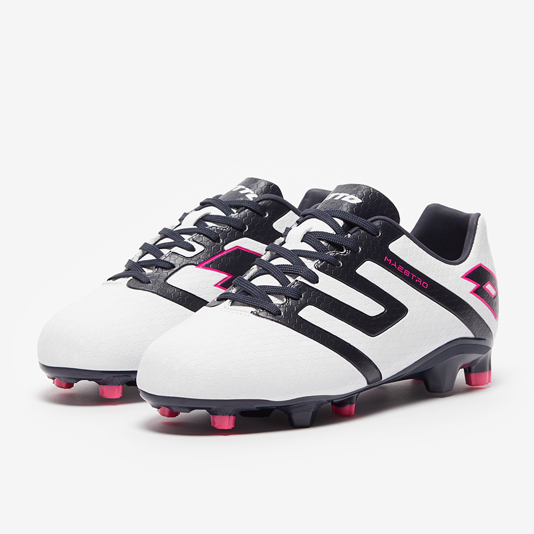 Crampons Lotto Maestro 700 IV FG – Jeune Taille 2 – Blanc/Rose – Neuf étiqueté