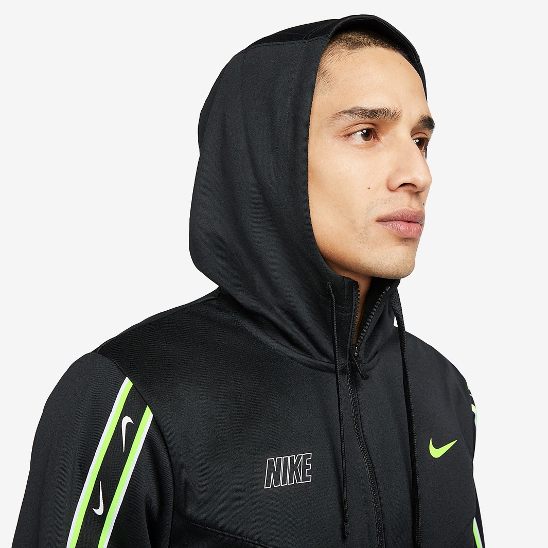 Nike Sportswear Repeat Full-Zip Hoodie - Black/Volt - Tops - Mens ...