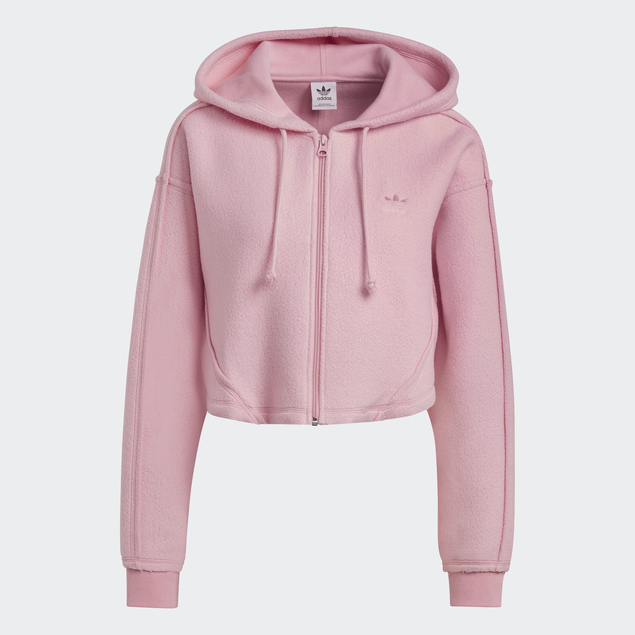 adidas Originals Crop Full-Zip Loungewear Hoodie Light Pink Womens ...