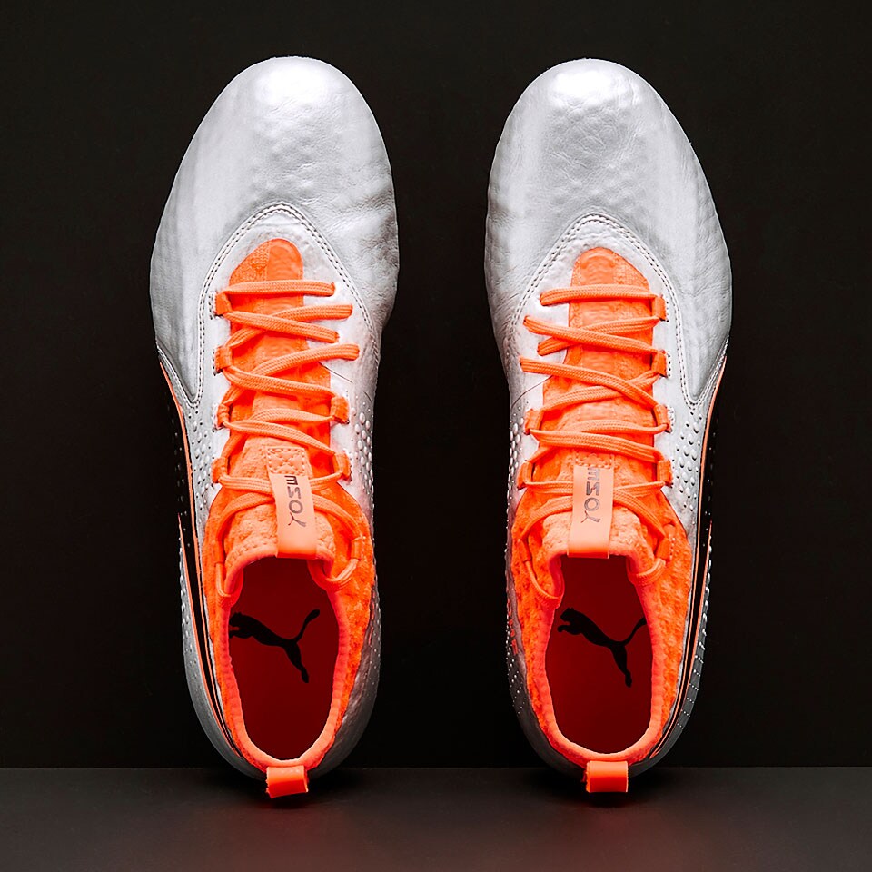 ツル　PUMA　ONE Puma One 2 Lth FG - Puma Silver/Shocking Orange/Puma Black