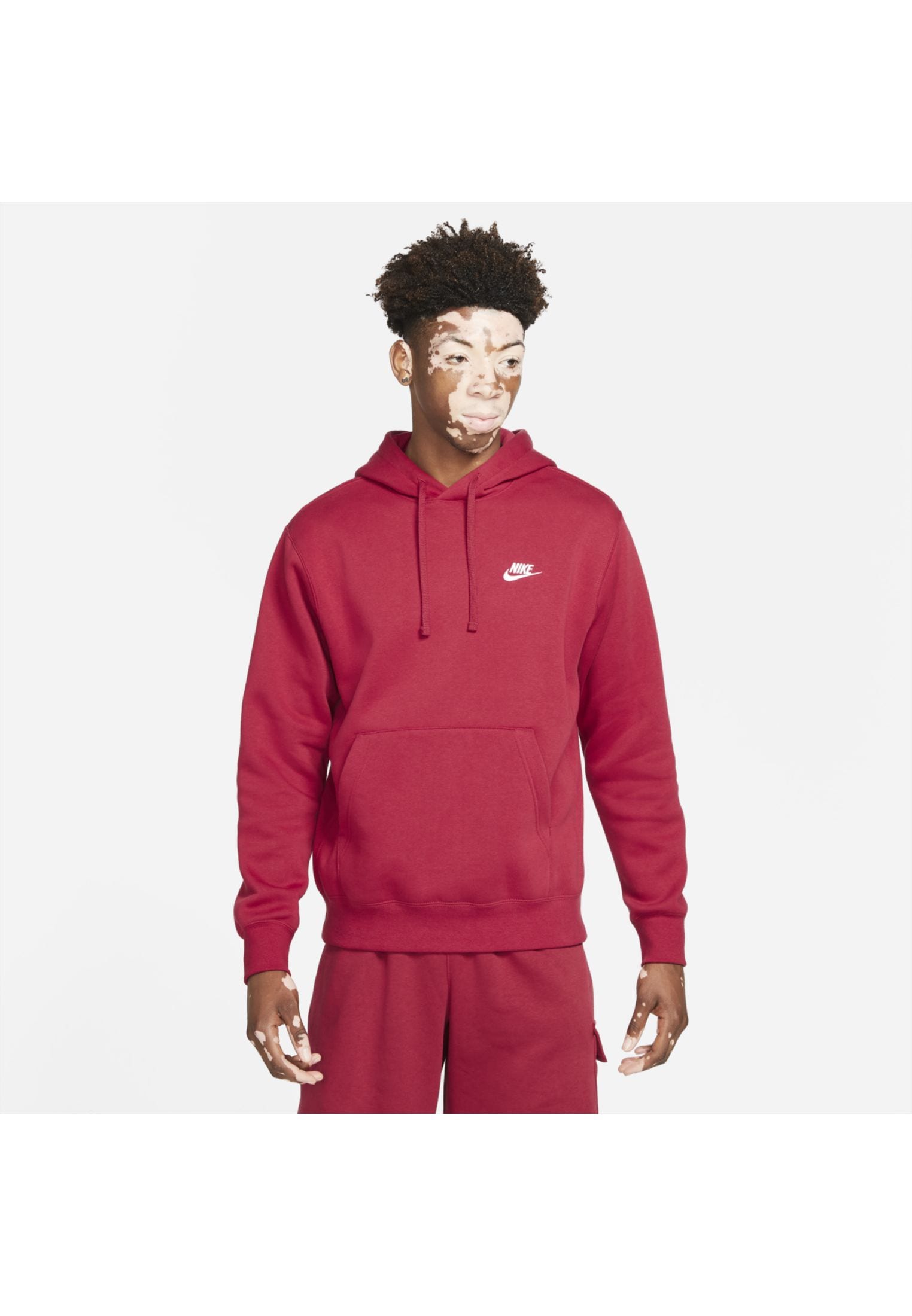 Nike Sportswear Club Pullover Hoodie - Pomegranate/Pomegranate/White ...