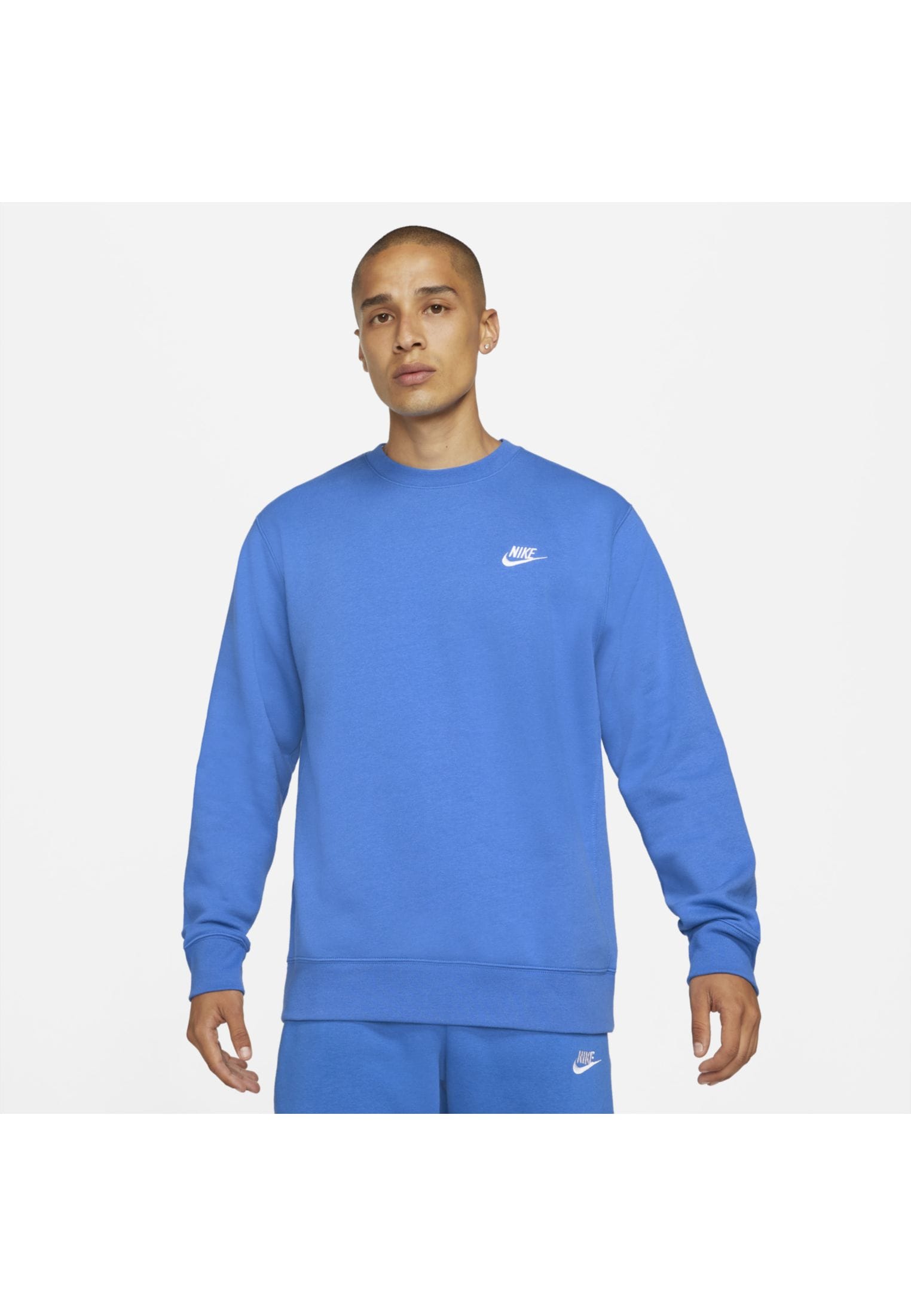 Nike Sportswear Club Fleece Crew - Light Army/White - Mens Clothing