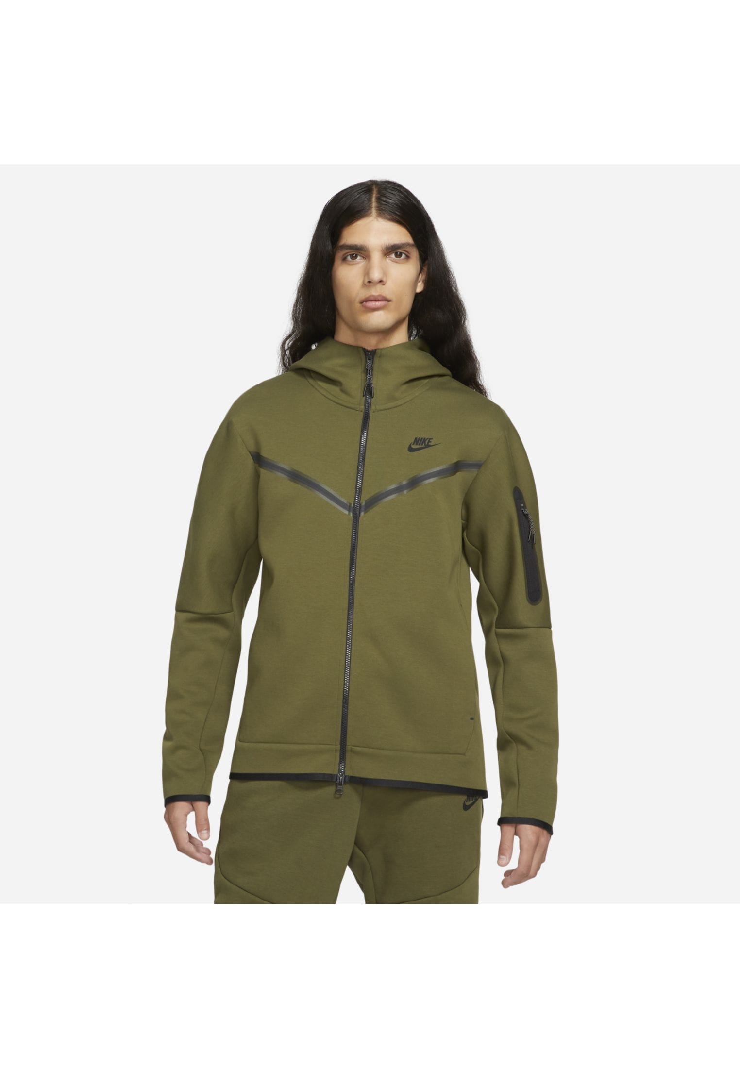Nike Sportswear Tech Fleece Hoodie - Rough Green/Black - Mens Clothing