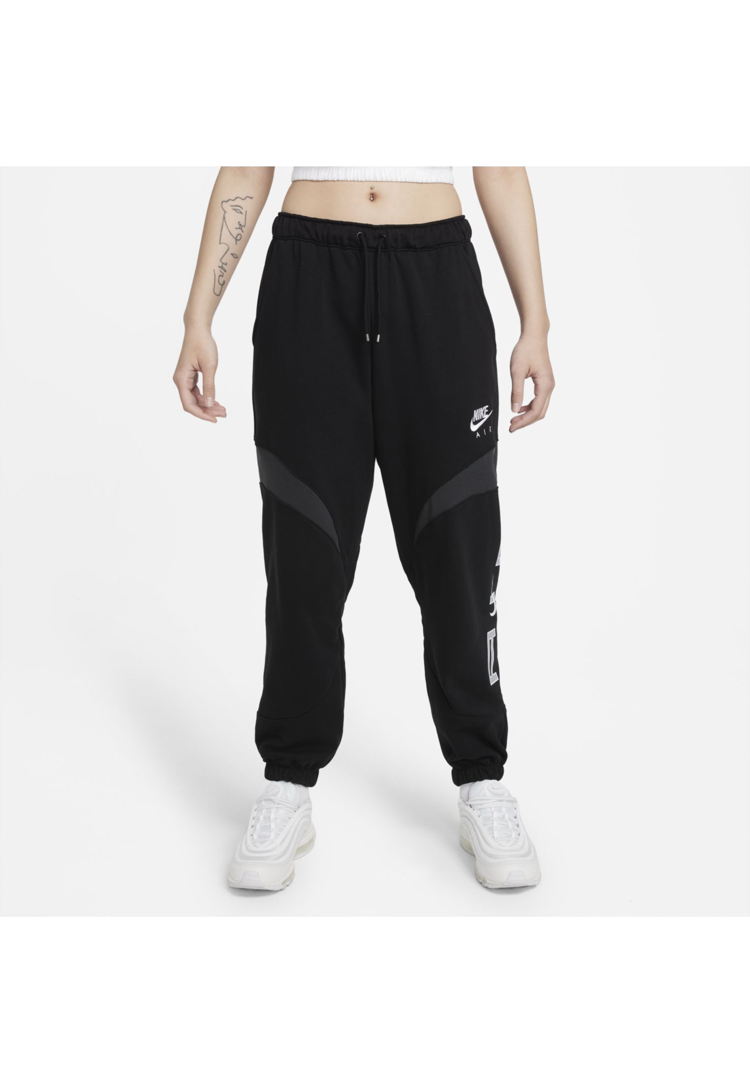 Nike Sportswear Womens Air Fleece Jogger - Black/Dark Smoke Grey/White ...