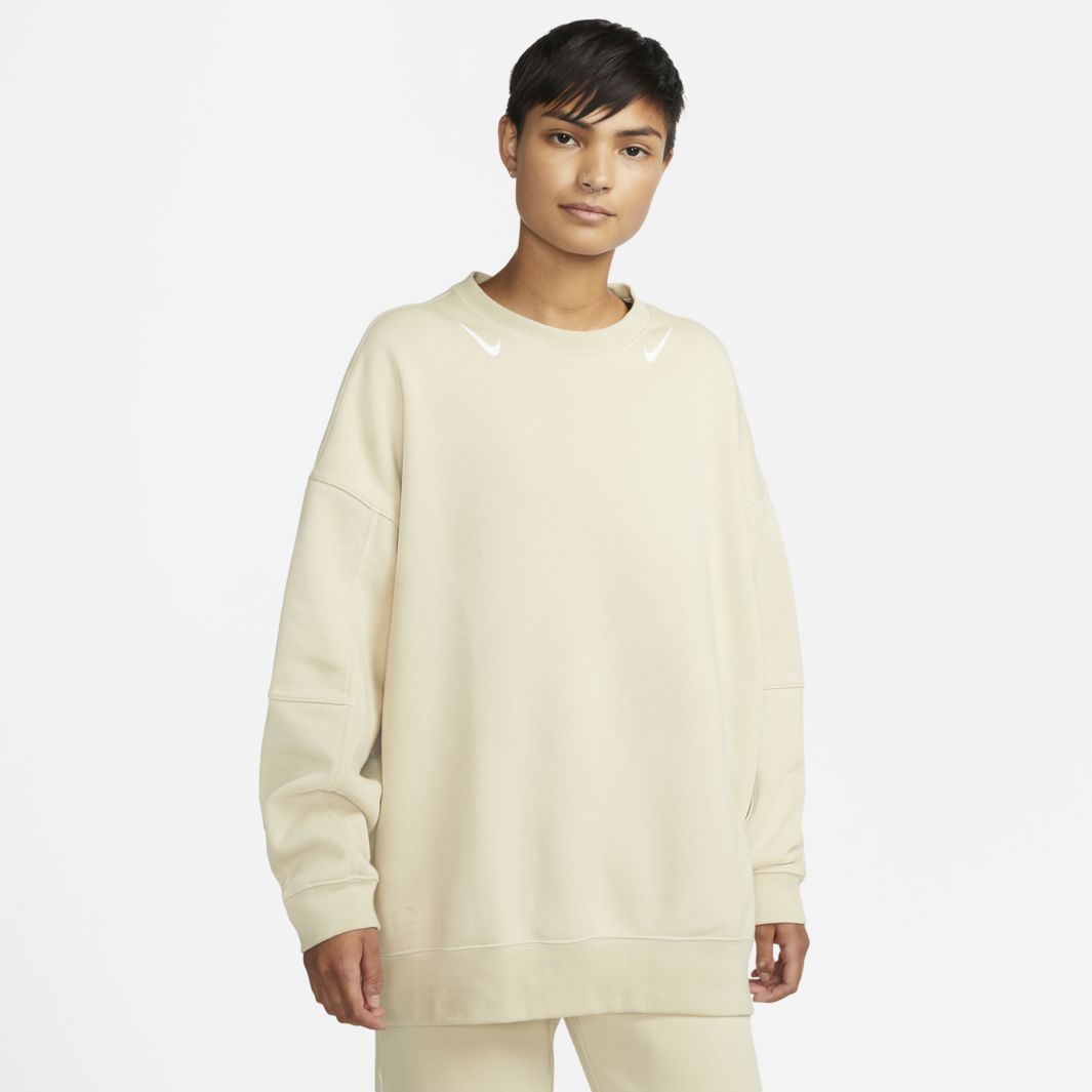 Nike Sportswear Womens Swoosh Oversized Fleece Crew - Rattan/Sail ...