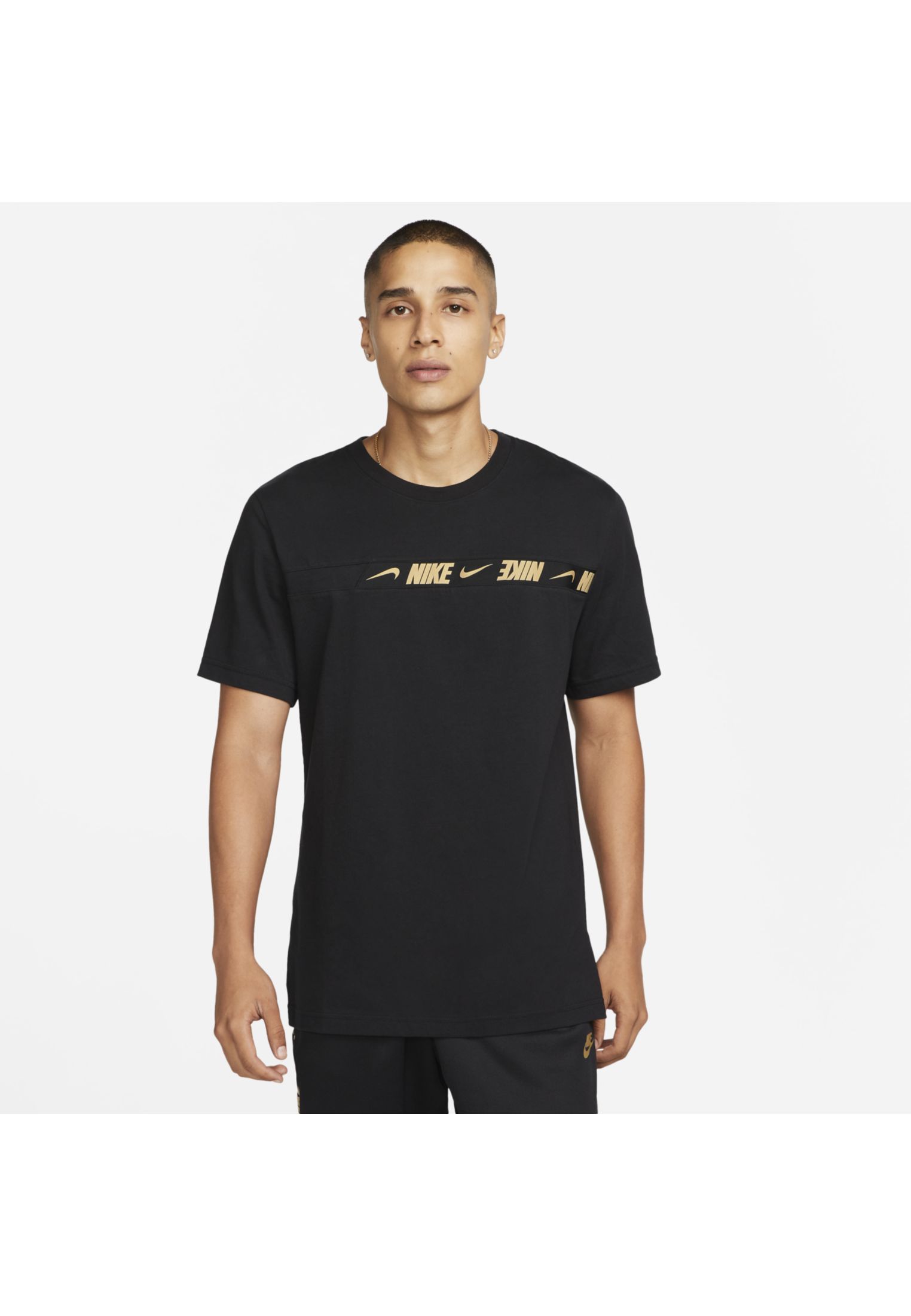 Nike Sportswear T Shirt - Black/Metallic Gold - Mens Clothing