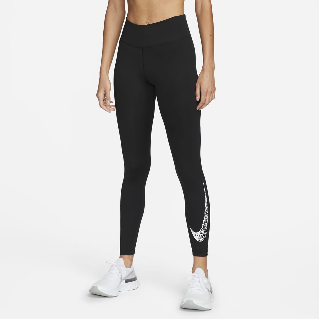 Nike Womens Dri-FIT Swoosh Run 7/8 Leggings - Black/Reflective Silver/White  - Womens Clothing