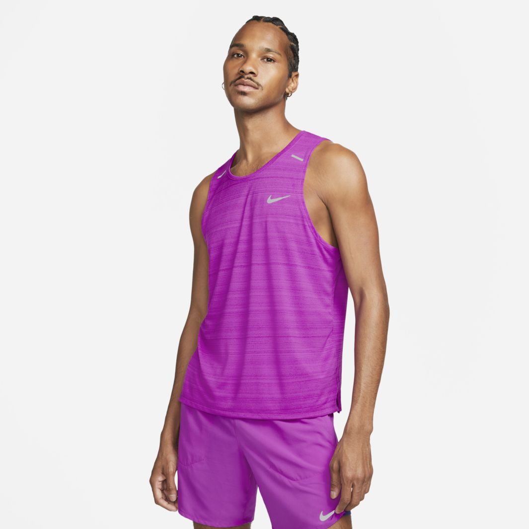 Nike Dri-FIT Miler Tank - Vivid Purple/Reflective Silv - Mens Clothing