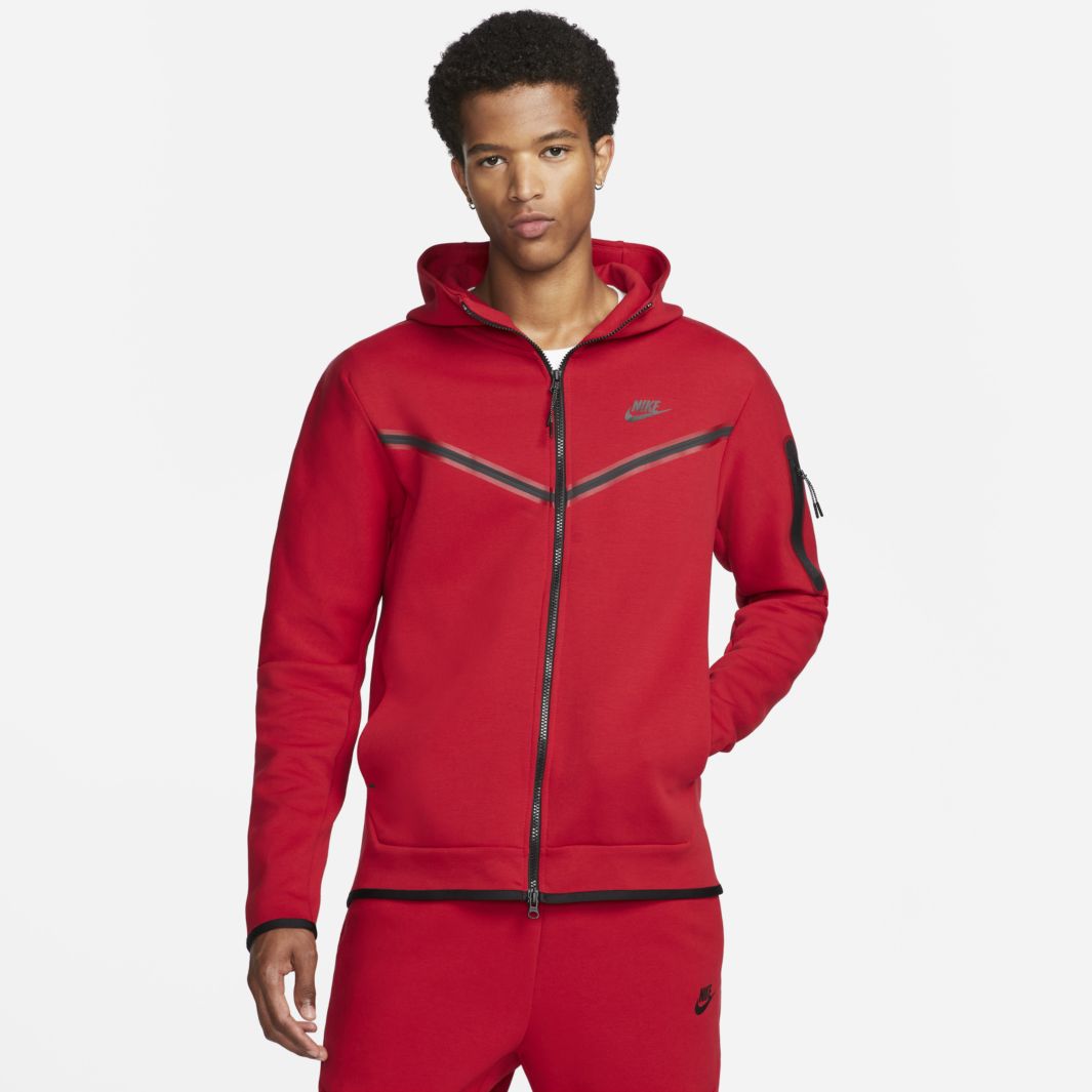 Nike Sportswear Tech Fleece Full-Zip Hoodie - Gym Red/Black - Tops ...