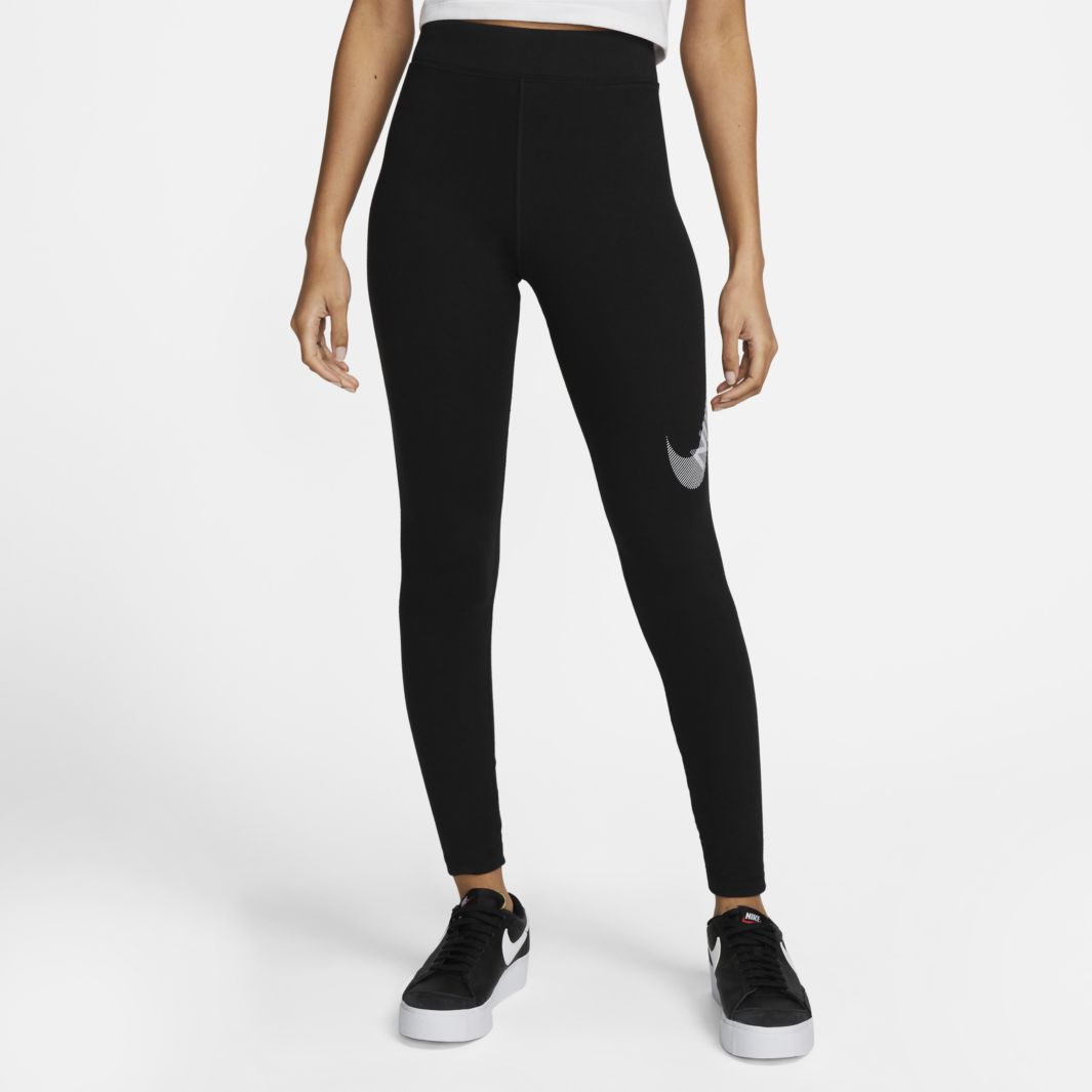 Nike Sportswear Womens Swoosh High-Waisted Leggings - Black/White ...