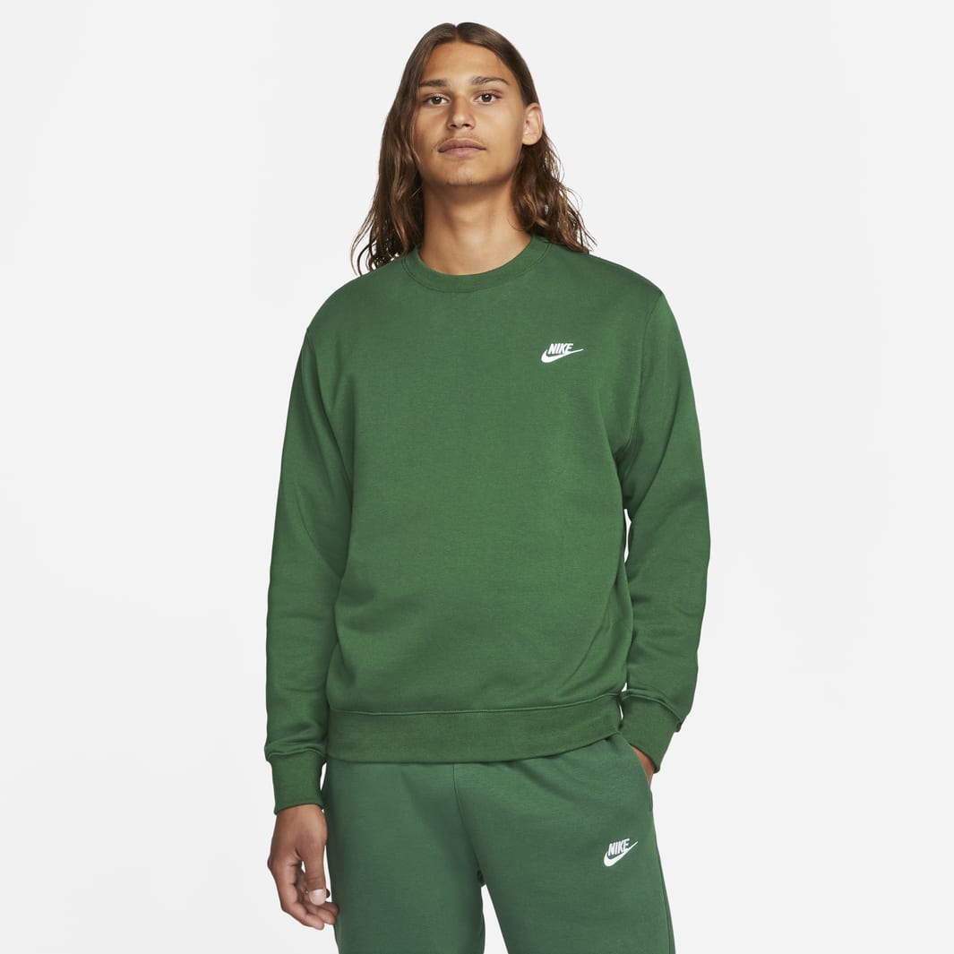Nike Sportswear Club Fleece Crew Sweatshirt - Gorge Green/White - Tops ...