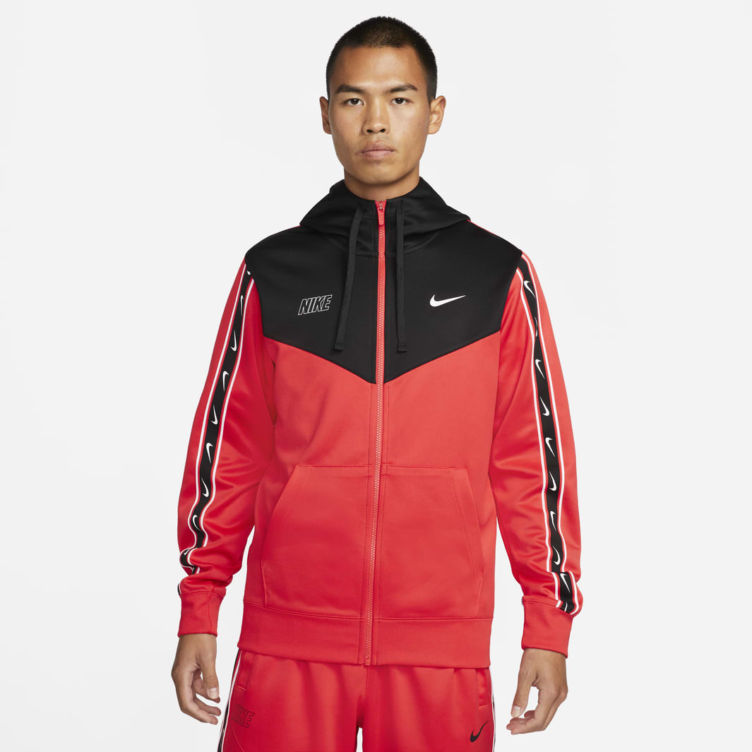 Nike Sportswear Repeat Full-Zip Hoodie - Lt Crimson/Black/White - Tops ...