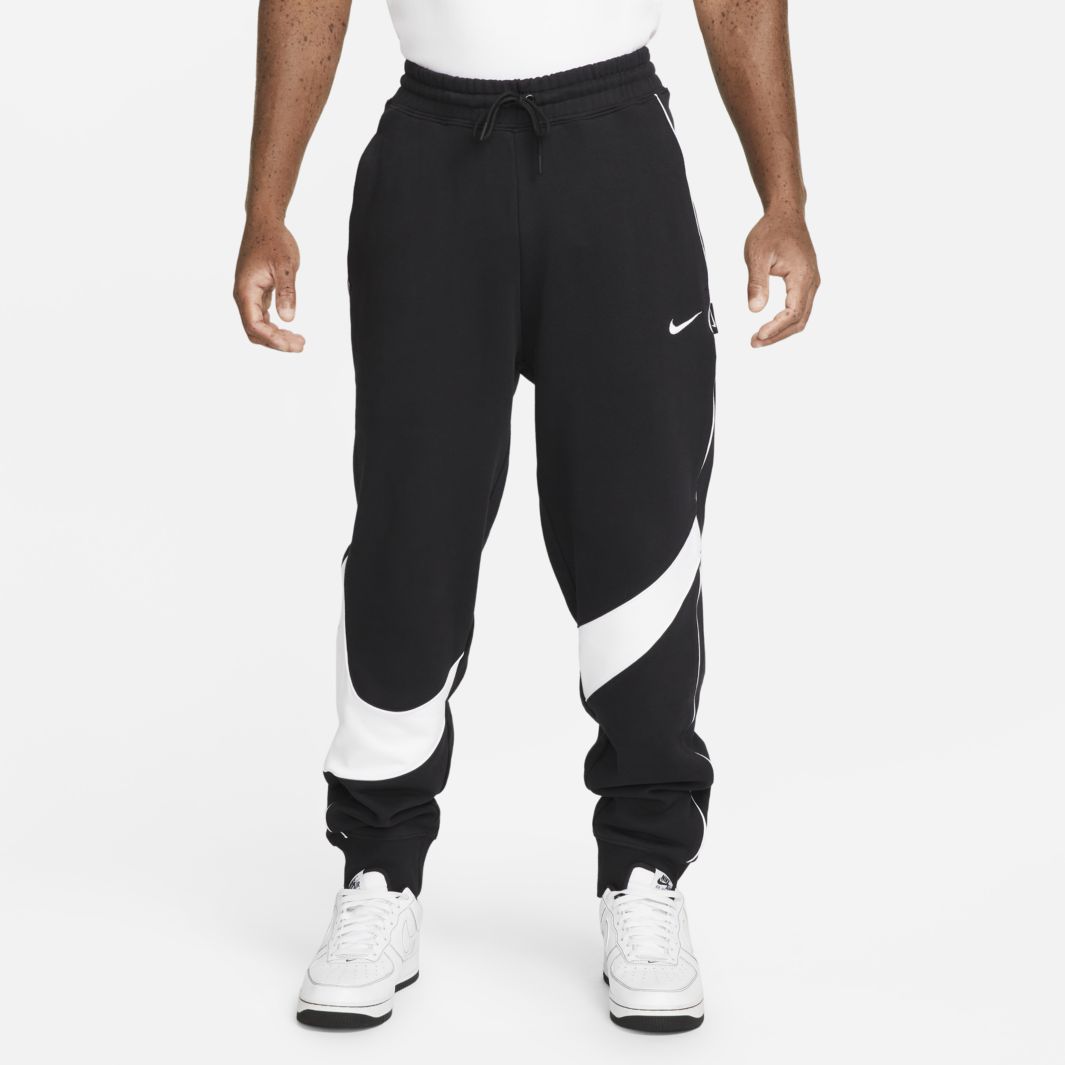 Nike Sportswear Swoosh Fleece Pants - Black/White - Bottoms - Mens ...
