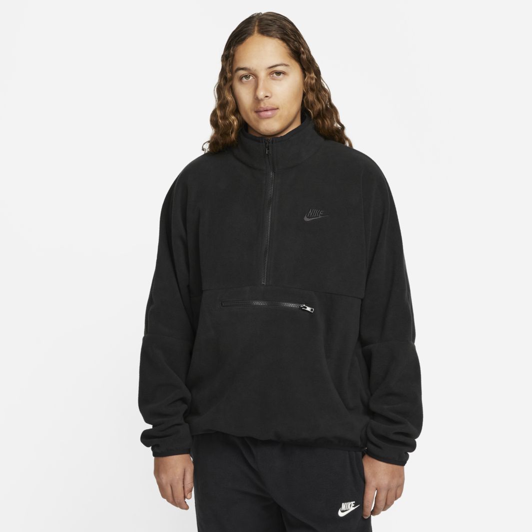 Nike Sportswear Polar Fleece 1/2-Zip Top - Black/Black - Tops - Mens ...
