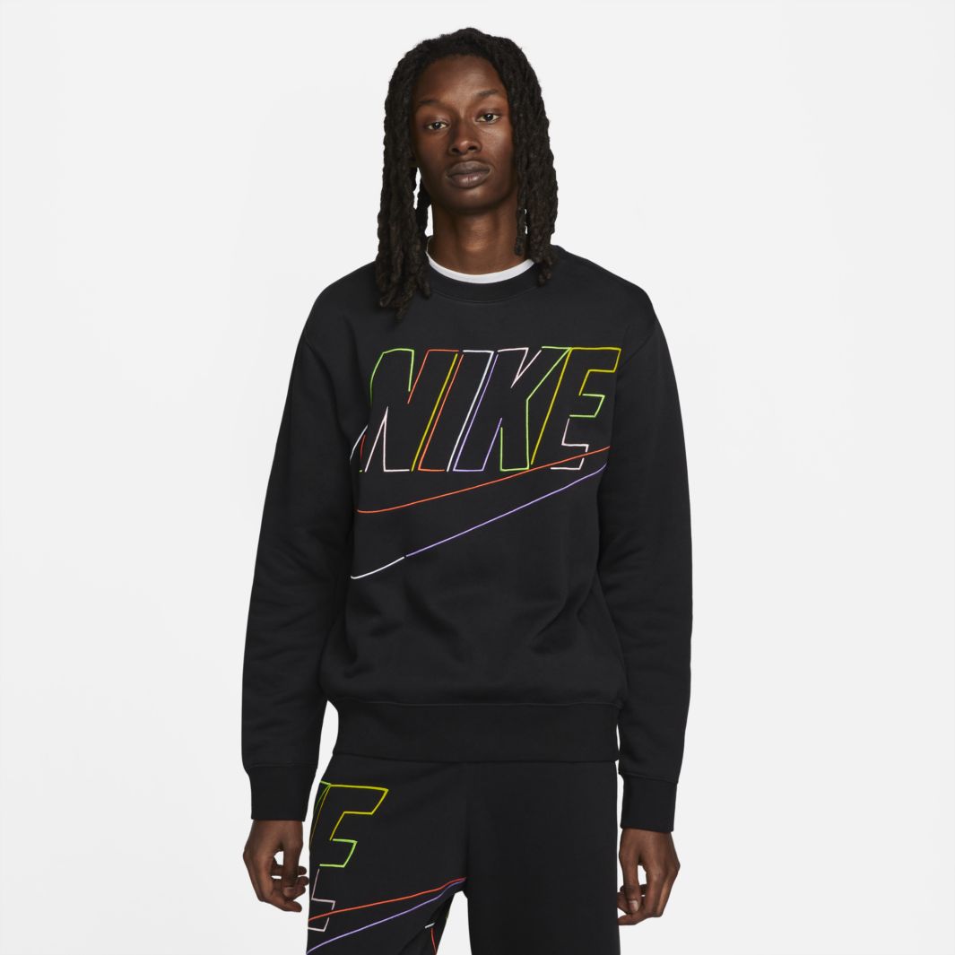 Nike Sportswear Club+ Brushed-Back Crewneck - Black - Tops - Mens ...