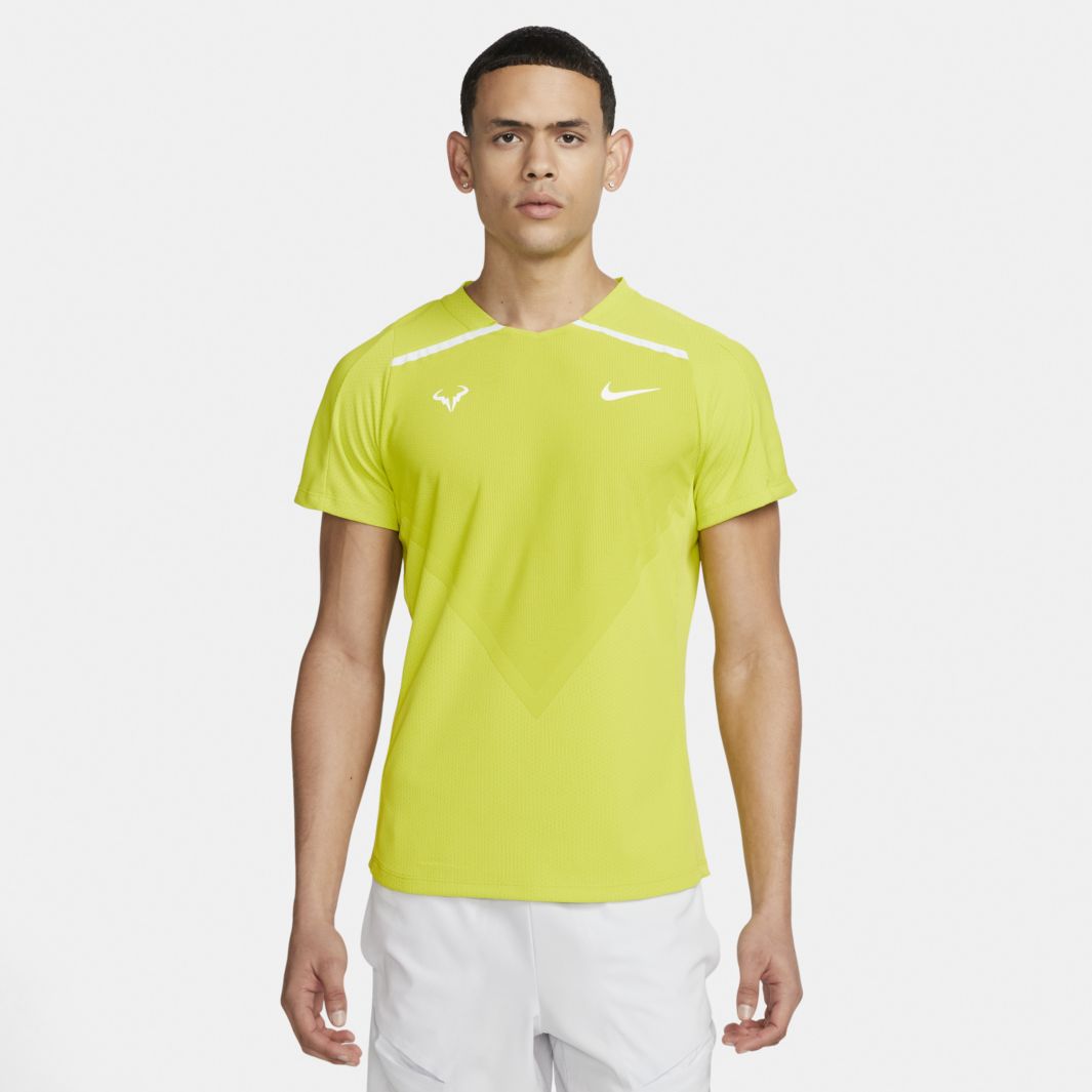 Nike Court Dri-FIT ADV Rafa Shortsleeve Top - Bright Cactus/White ...