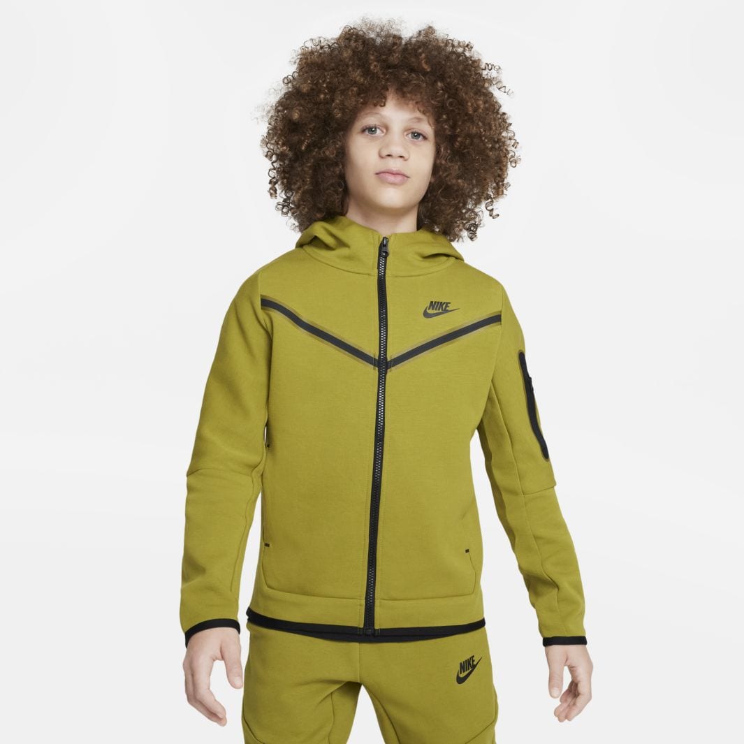 Nike Sportswear Older Kids Tech Fleece Hoodie - Moss/Black - Tops ...