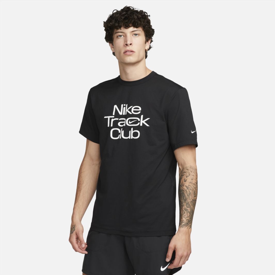 Nike Dri-FIT Hyverse Track Club T-Shirt Top - Black/Summit White - Mens ...