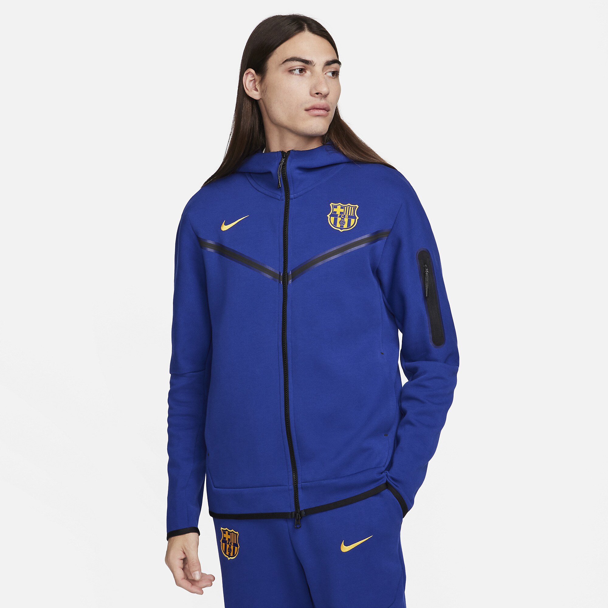 Nike Men's Football Full-Zip Hoodie F.C. Barcelona Tech Fleece ...