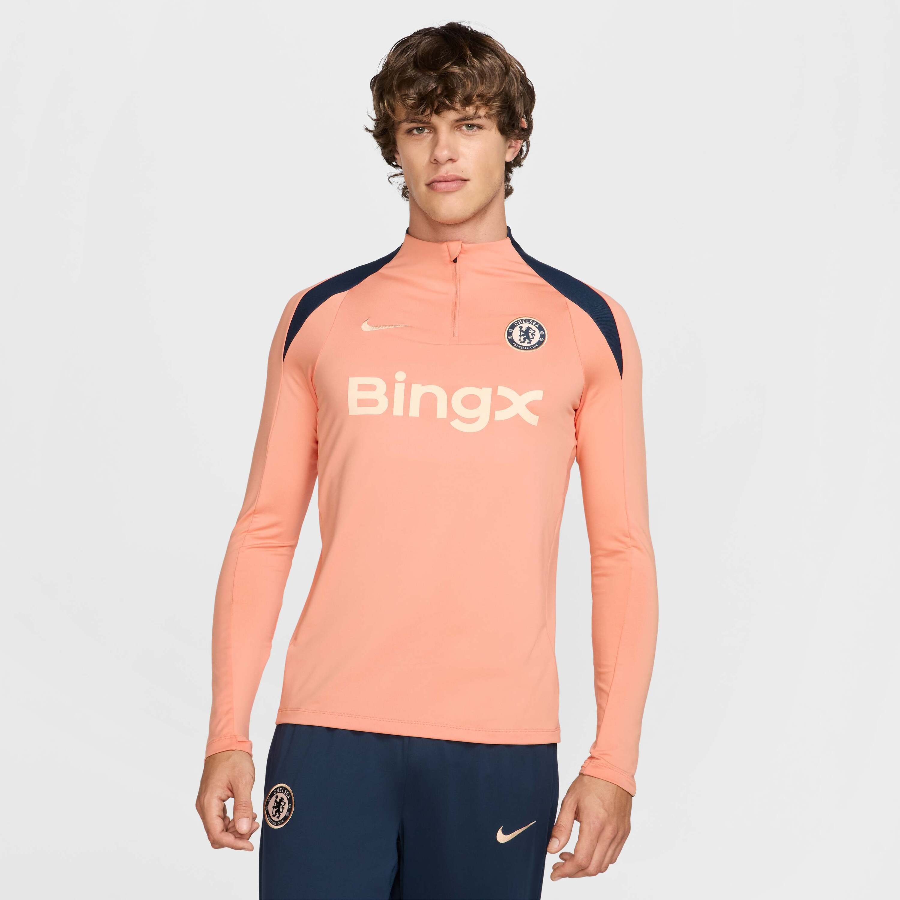 Nike Men's Dri Fit Football Drill Top Chelsea F.c. Strike Sp Orange