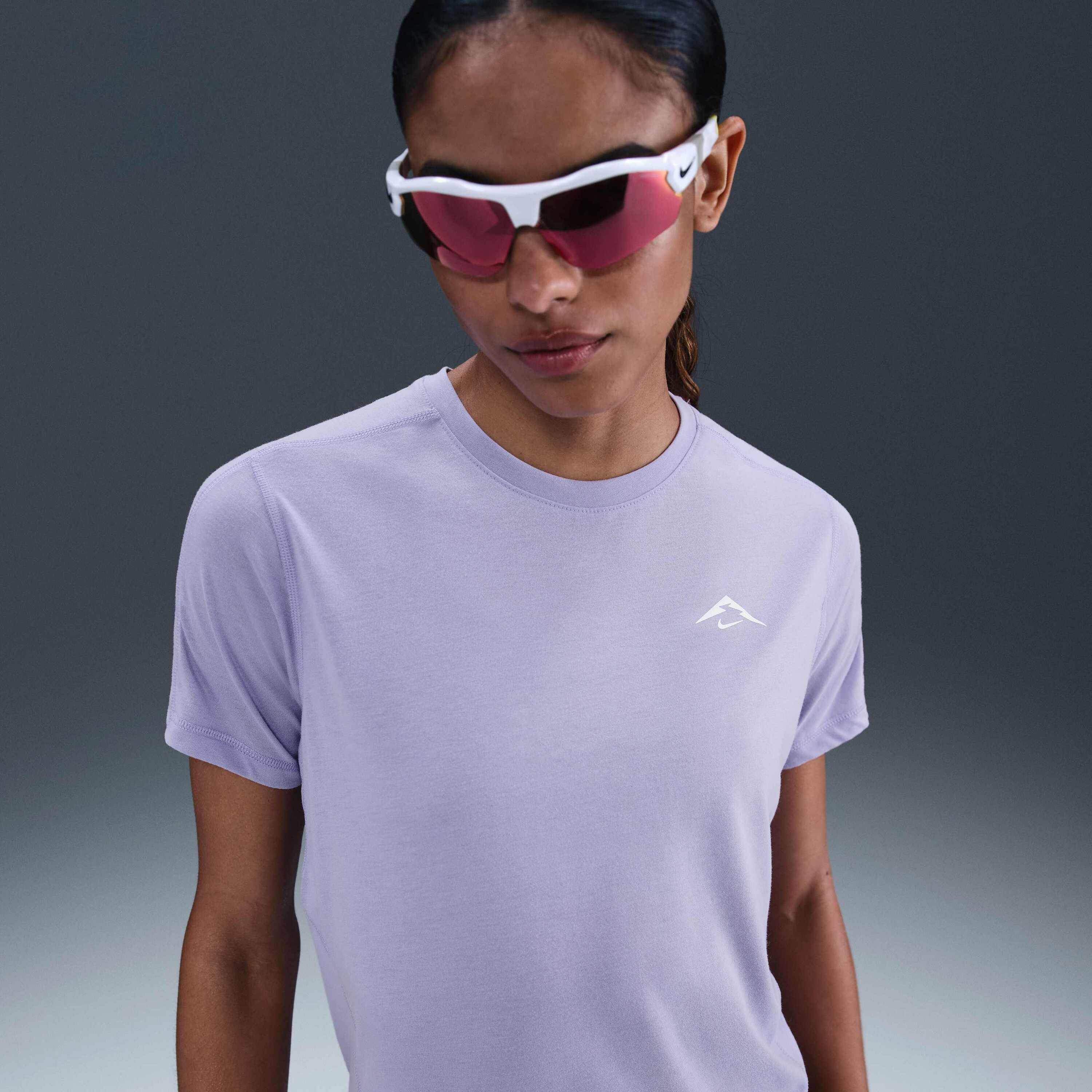 Nike Women's Dri Fit Short Sleeve Running Top Trail Purple