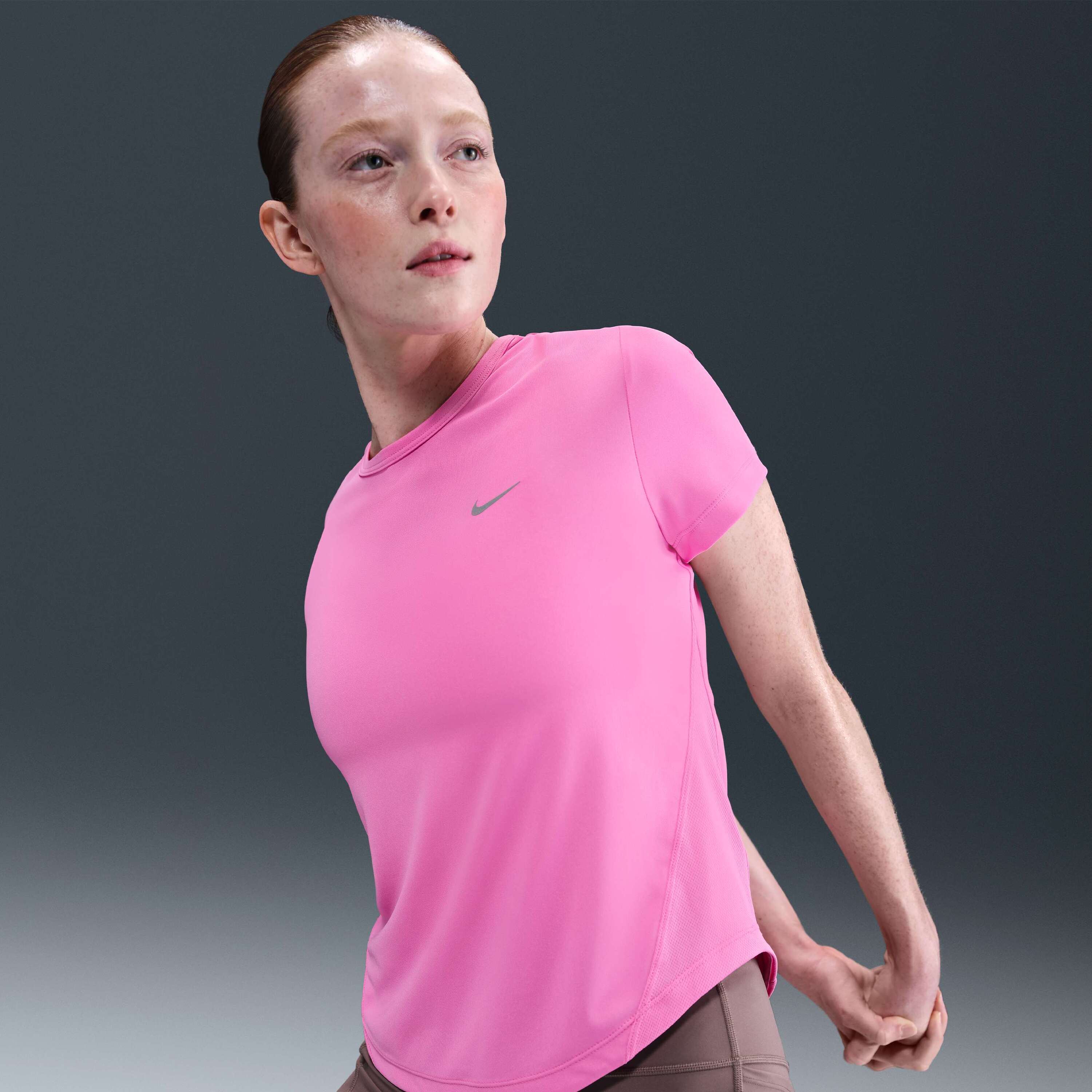 Nike Women's Dri Fit Short Sleeve Running Top Tempo Pink