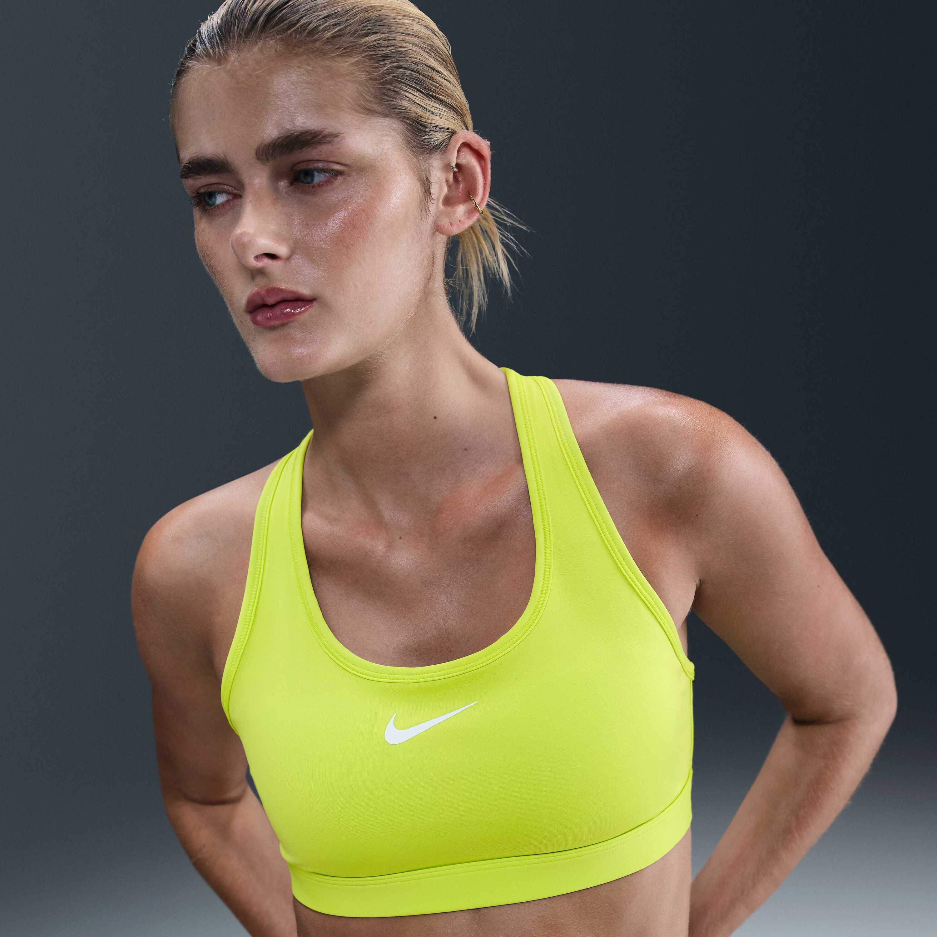Nike Women's Padded Sports Bra Swoosh Medium Support Green