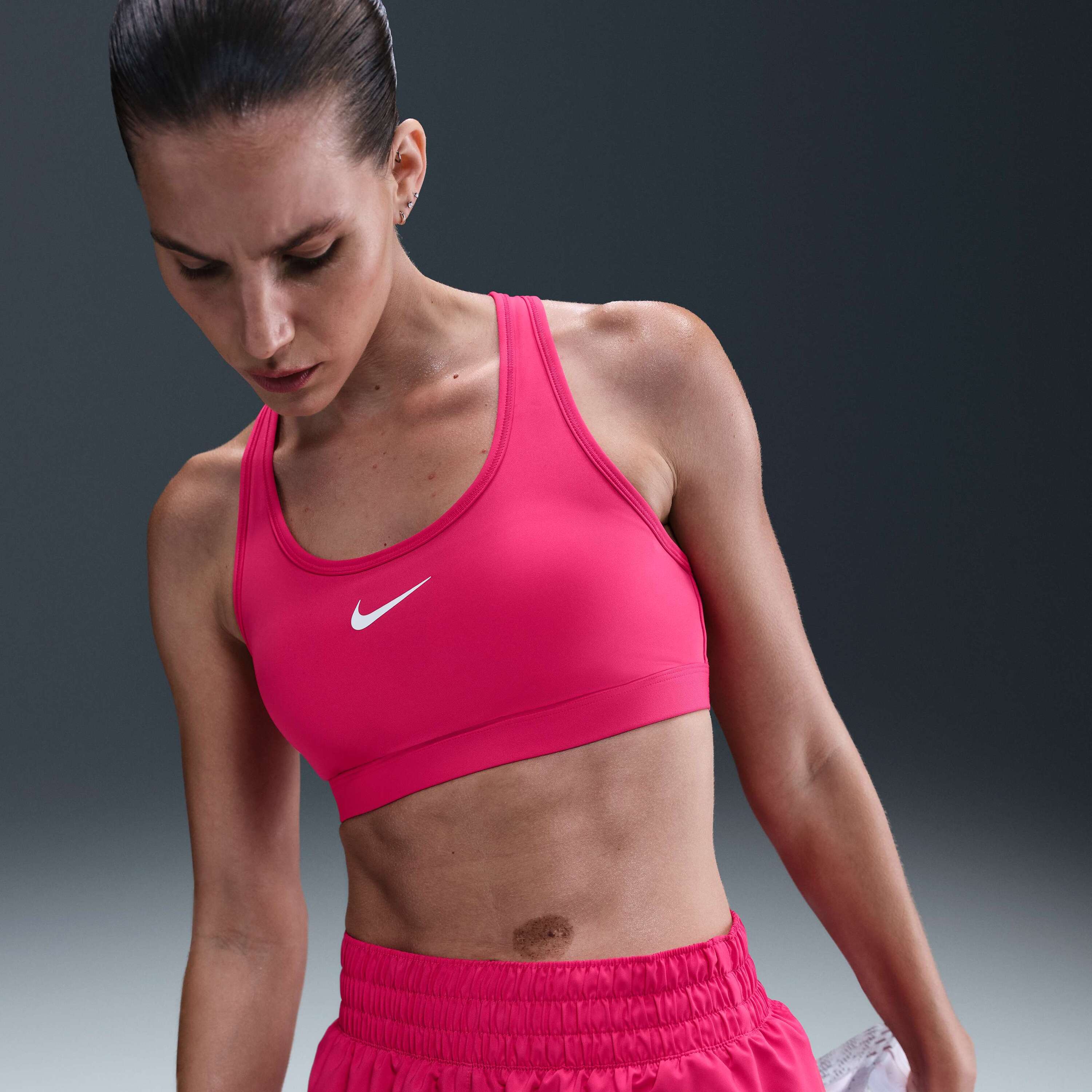 Nike Women's Padded Sports Bra Swoosh Medium Support Green