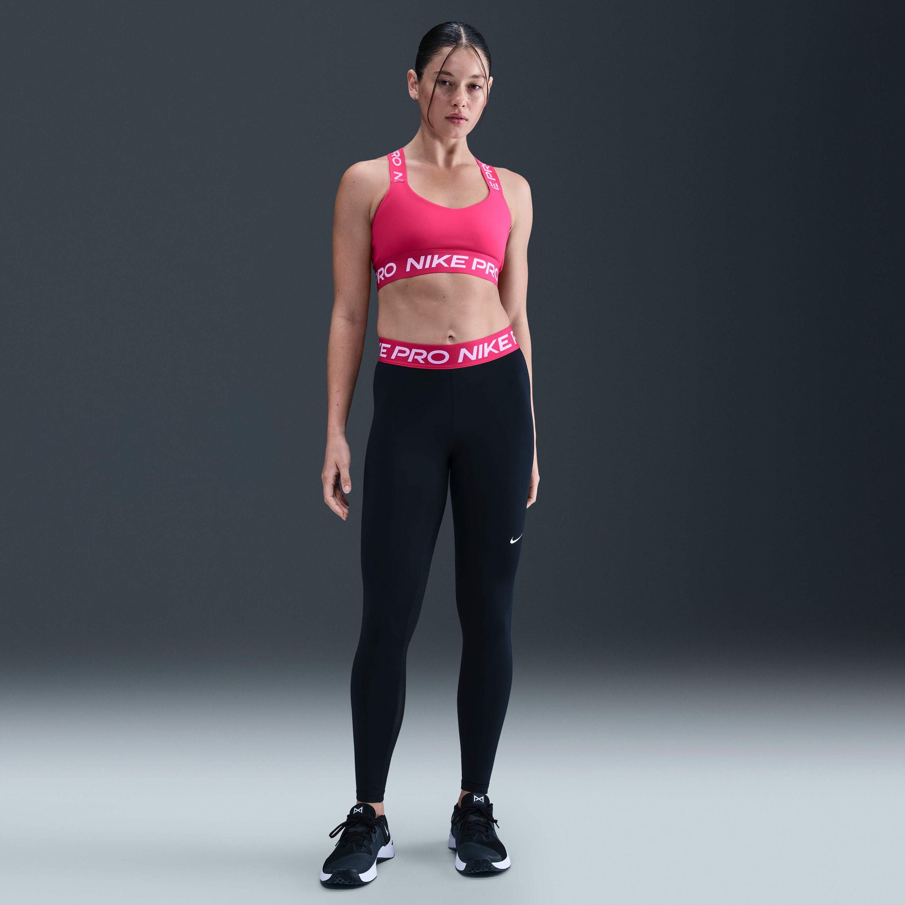 Nike Women's Mid Rise Mesh Panelled Leggings Pro Pink