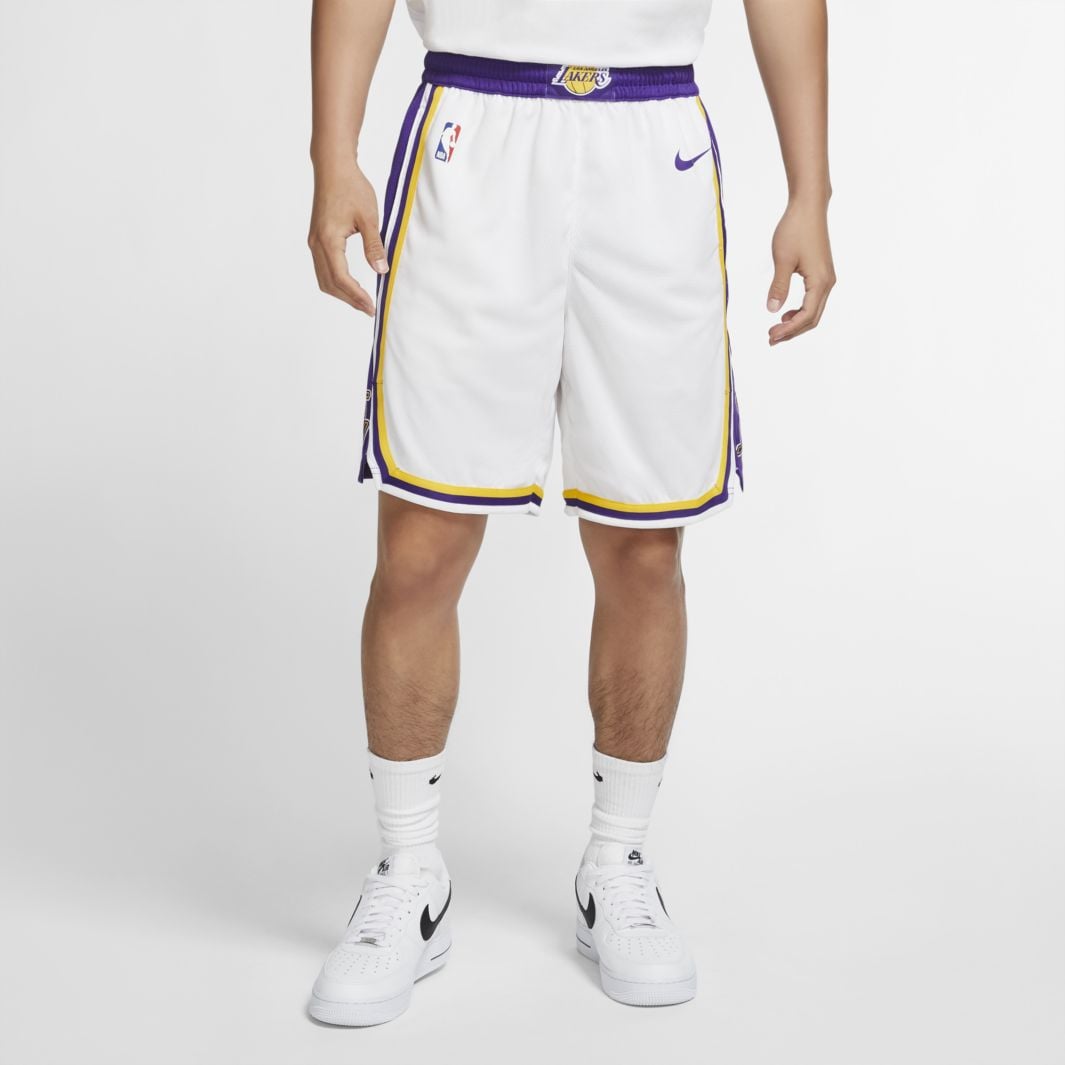 Nike Los Angeles Lakers Men's Nike NBA Swingman Shorts White/Amarillo ...