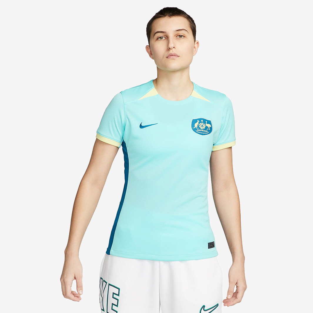 Nike Womens Australia 2023 Dri-fit Stadium SS Away Shirt - Hyper Turq ...