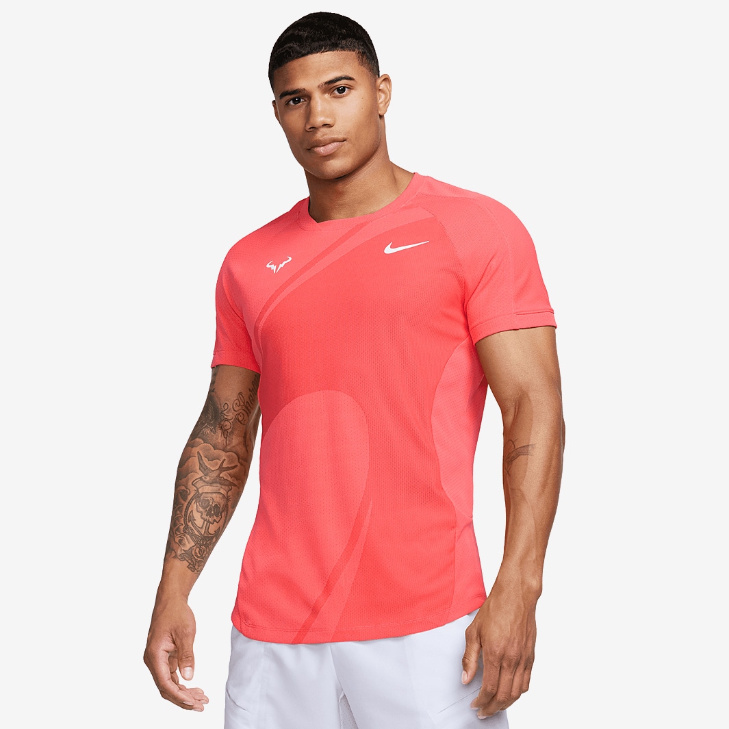 Nike Dri-FIT ADV Rafa Short Sleeve Top - Ember Glow/White - Mens ...