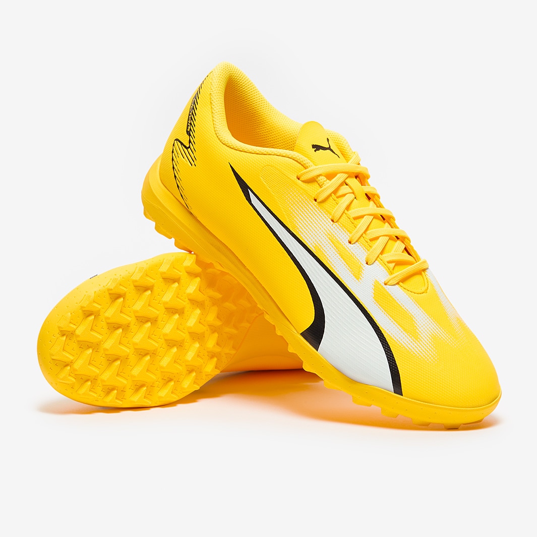 PUMA - Botas amarillas de fútbol Ultra Play MG Niño