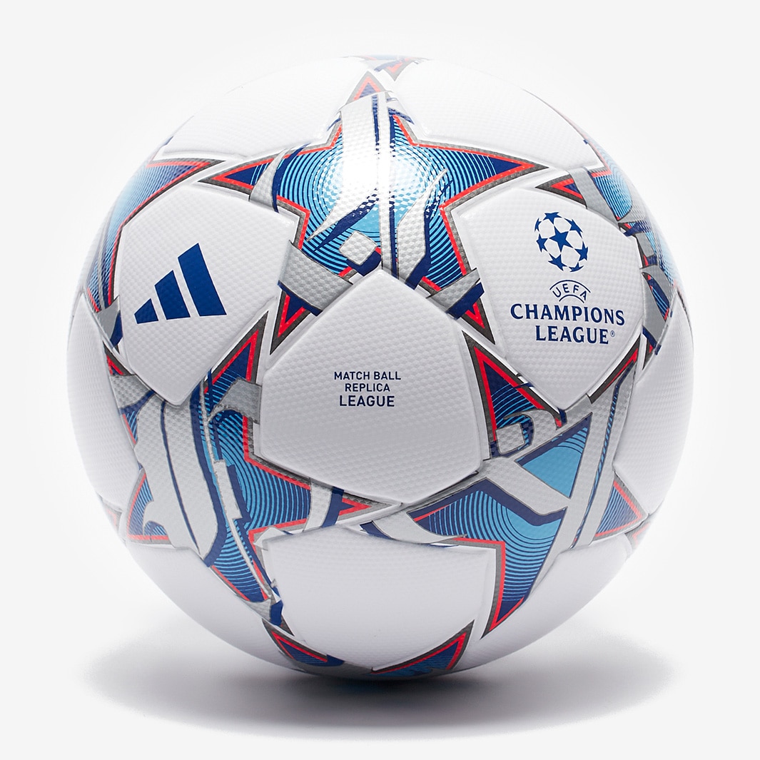 adidas UCL League White Metallic Silver Bright Cyan Footballs