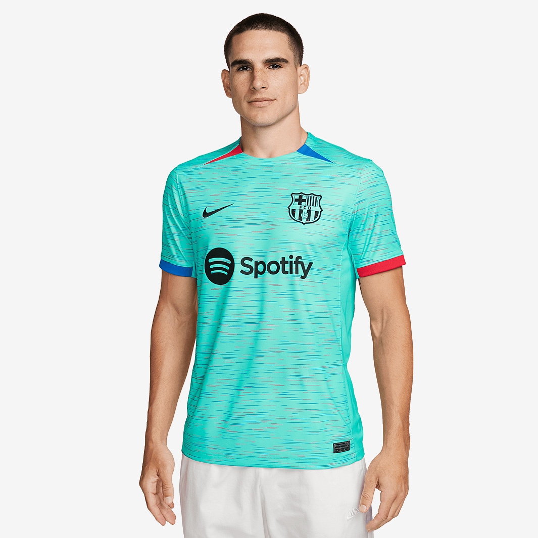 Nike FC Barcelona Dri-Fit Stadium Third SS Shirt - Light Aqua/Royal ...