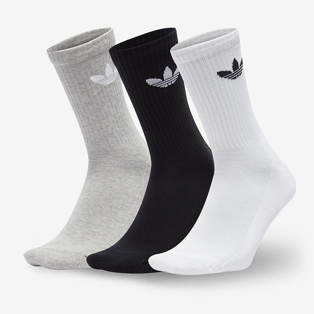 adidas Originals Trefoil 3 Pack Socks - White/Medium Grey Heather/Black ...