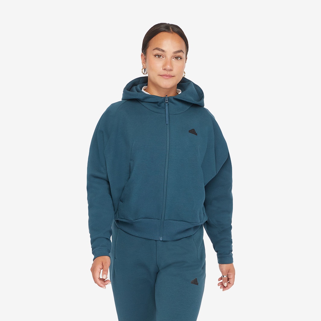 adidas Sportswear Womens Z.N.E. Hooded Track Top Dark Grey Tops