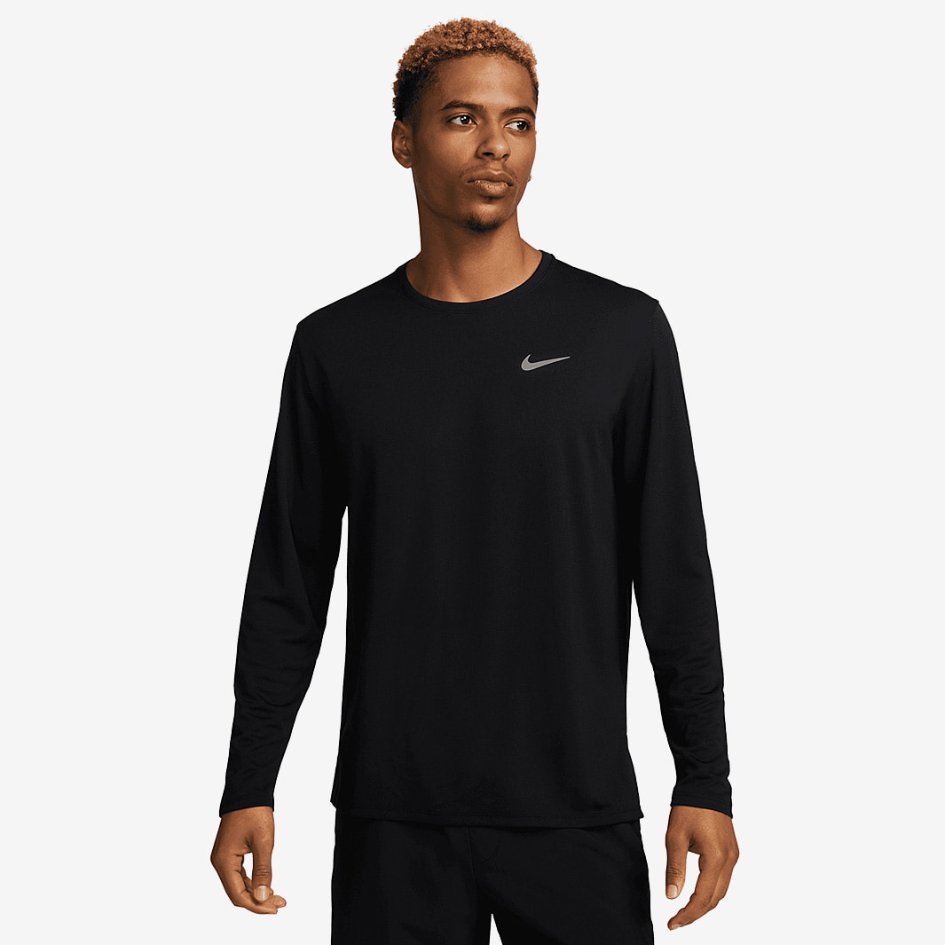 Nike Dri-FIT Miler UV T-Shirt - Black/Reflective Silv - Mens Clothing ...