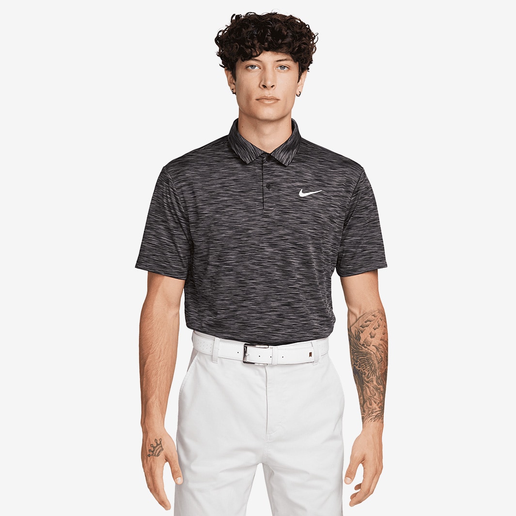 Nike Dri Fit Tour Polo Space Dye - Black/Iron Grey/White - Mens Clothing |  Pro:Direct Golf
