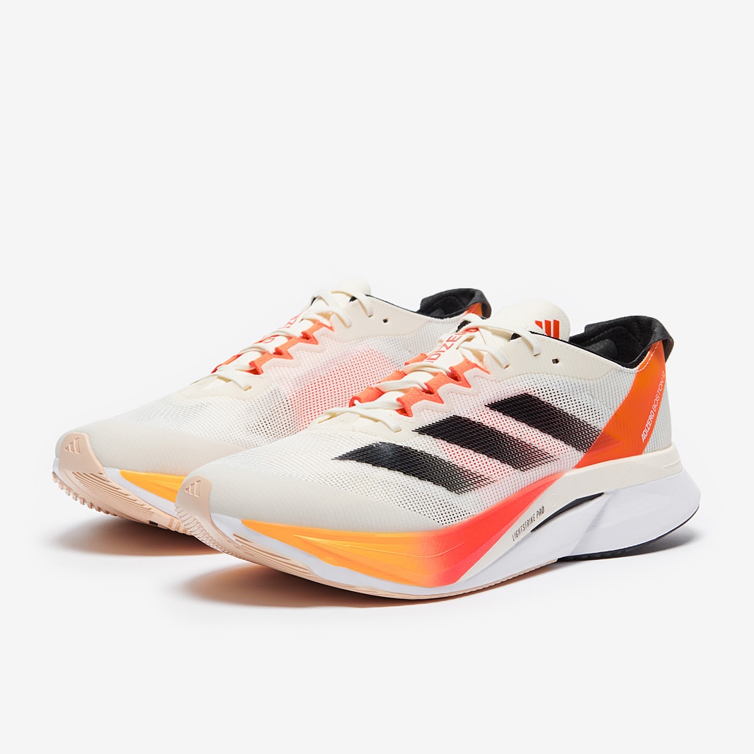 adidas adizero Boston 12 - Ivory/Core Black/Solar Red - Mens Shoes