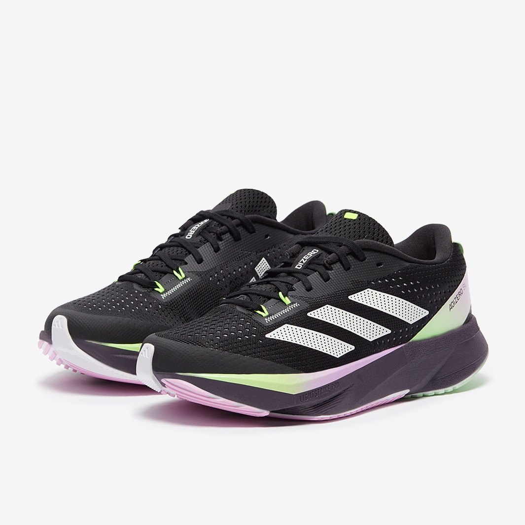 【未使用品】adidas adizeroブラック/グリーン/パープル adidas Womens adizero SL - Core Black/Zero Met./Green Spark