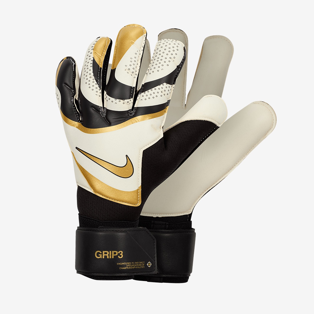 Nike GK Grip 3 - Black/White/Metallic Gold Coin - Mens GK Gloves
