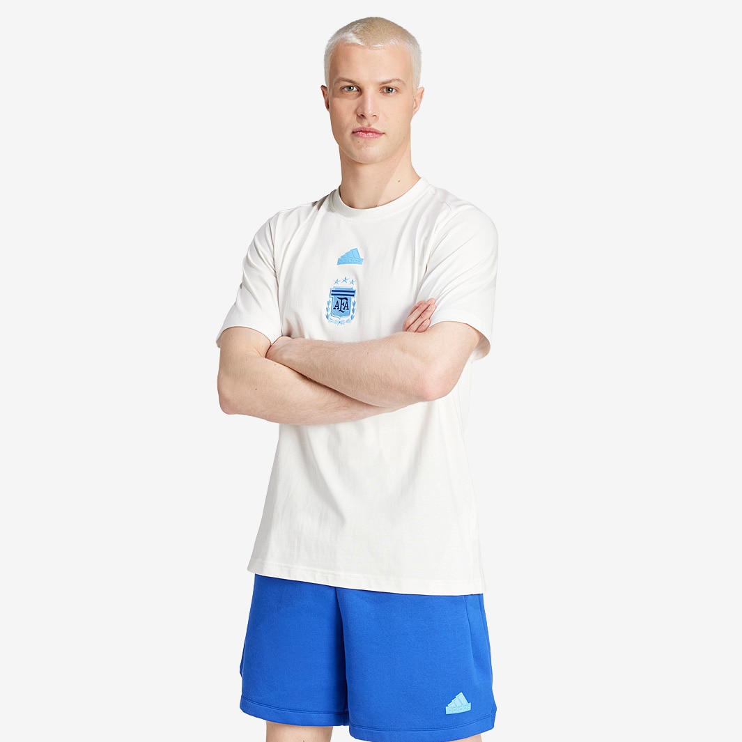 adidas Argentina 23/24 Travel T-Shirt - Cloud White - Mens Replica