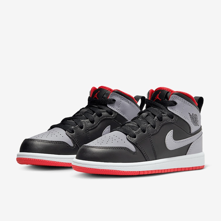 Air Jordan Mid Bambini Piccoli (PS) Nero/Grigio Cemento/Fuoco