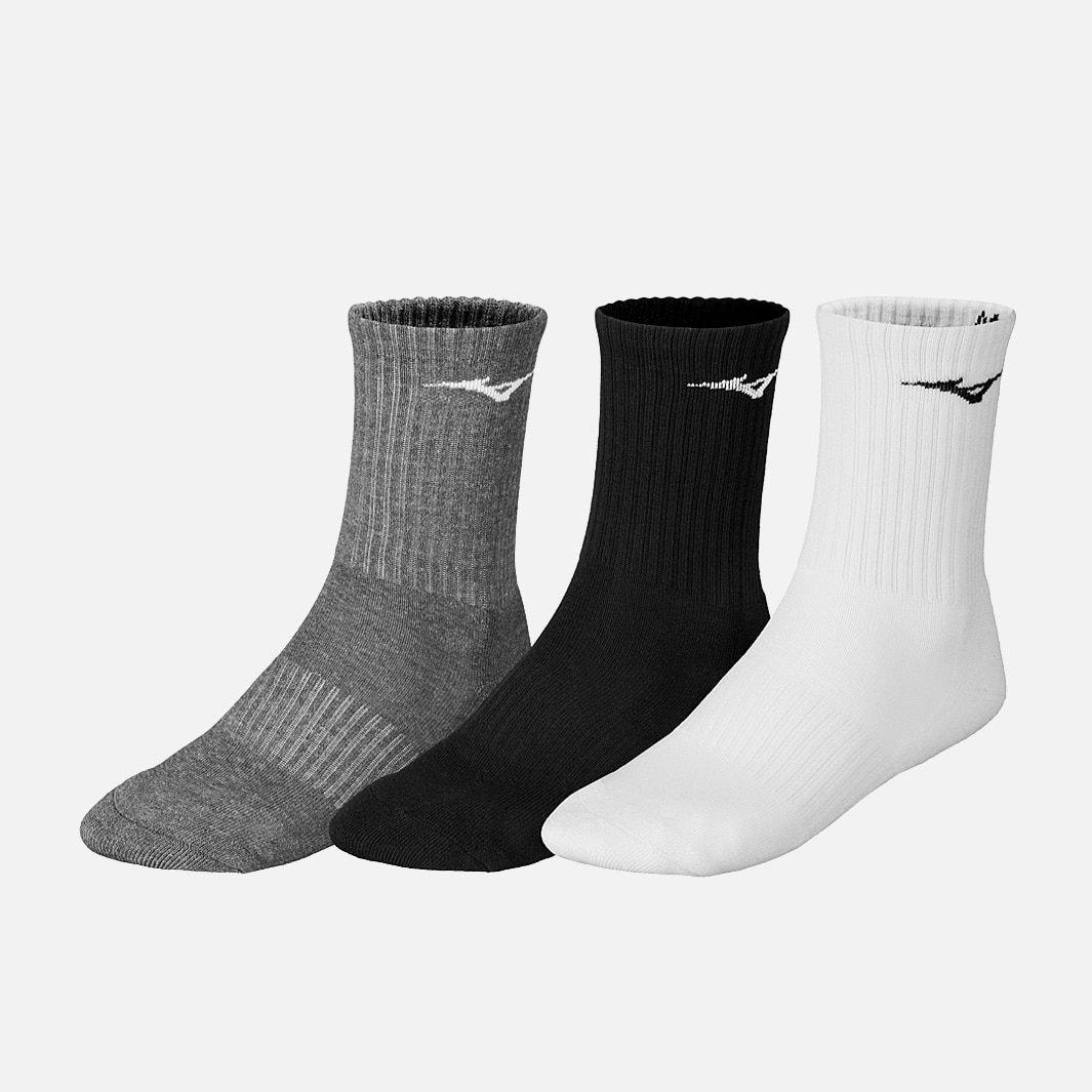 Mizuno Training Crew Sock 3 Pack - White/Black/Melange - Socks - Mens ...