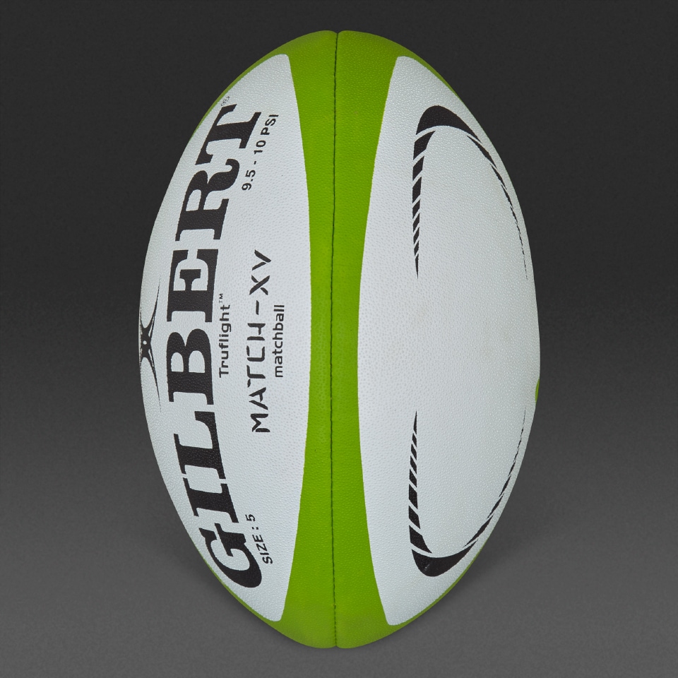Gilbert Match XV Rugby Match Ball - White/Green - Rugby