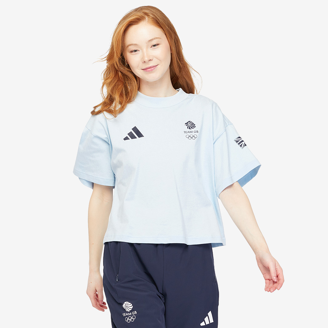 Adidas Women's Blue Team Gb Icons Ss T Shirt Large