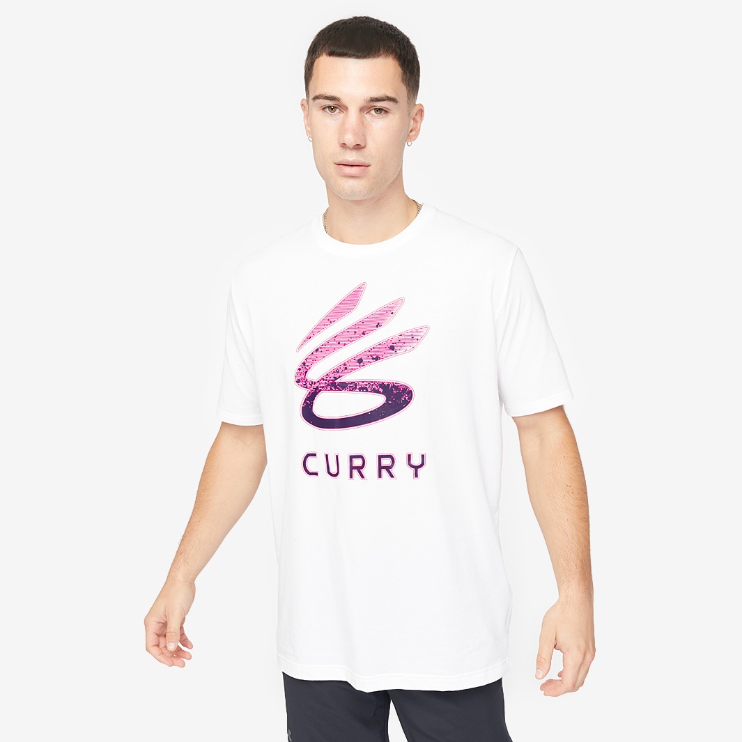 Under Armour Curry Logo Trend T Shirt White Lavish Purple Tops Mens Clothing Pro Direct Basketball