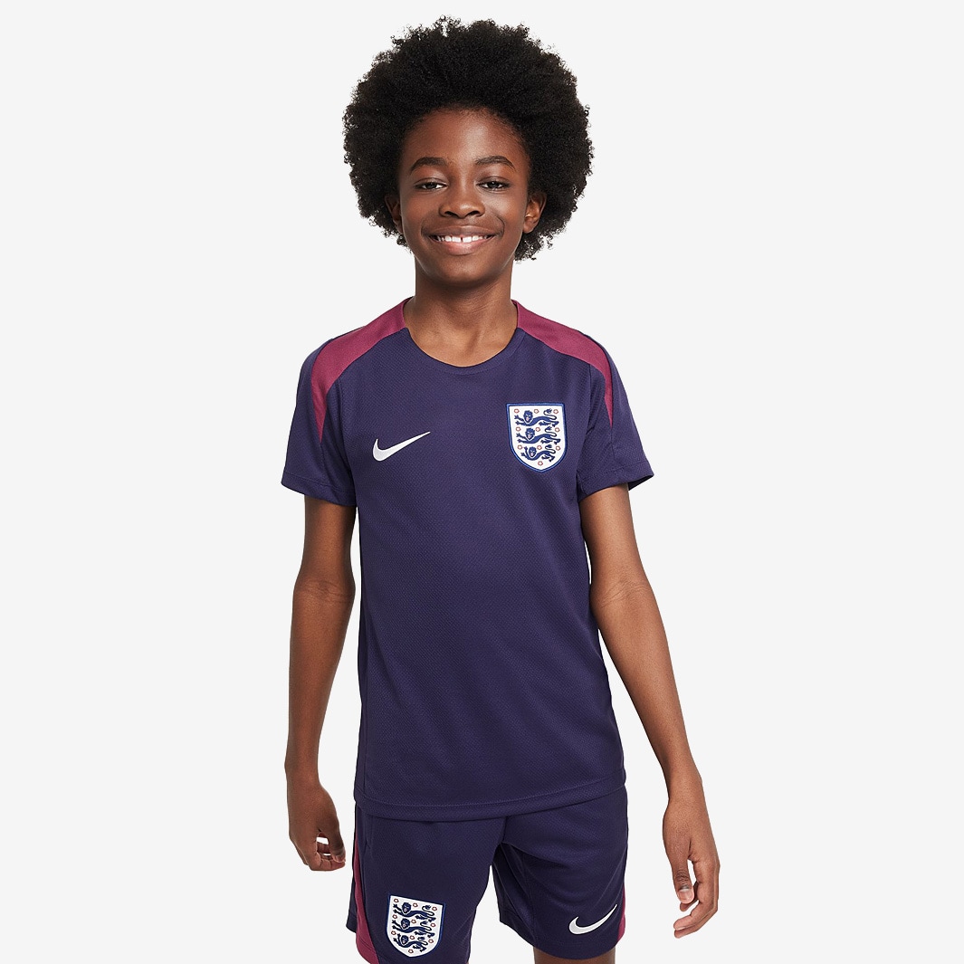 Nike England 2024 Kids Dri-FIT Strike SS Top - Purple Ink/Rosewood ...