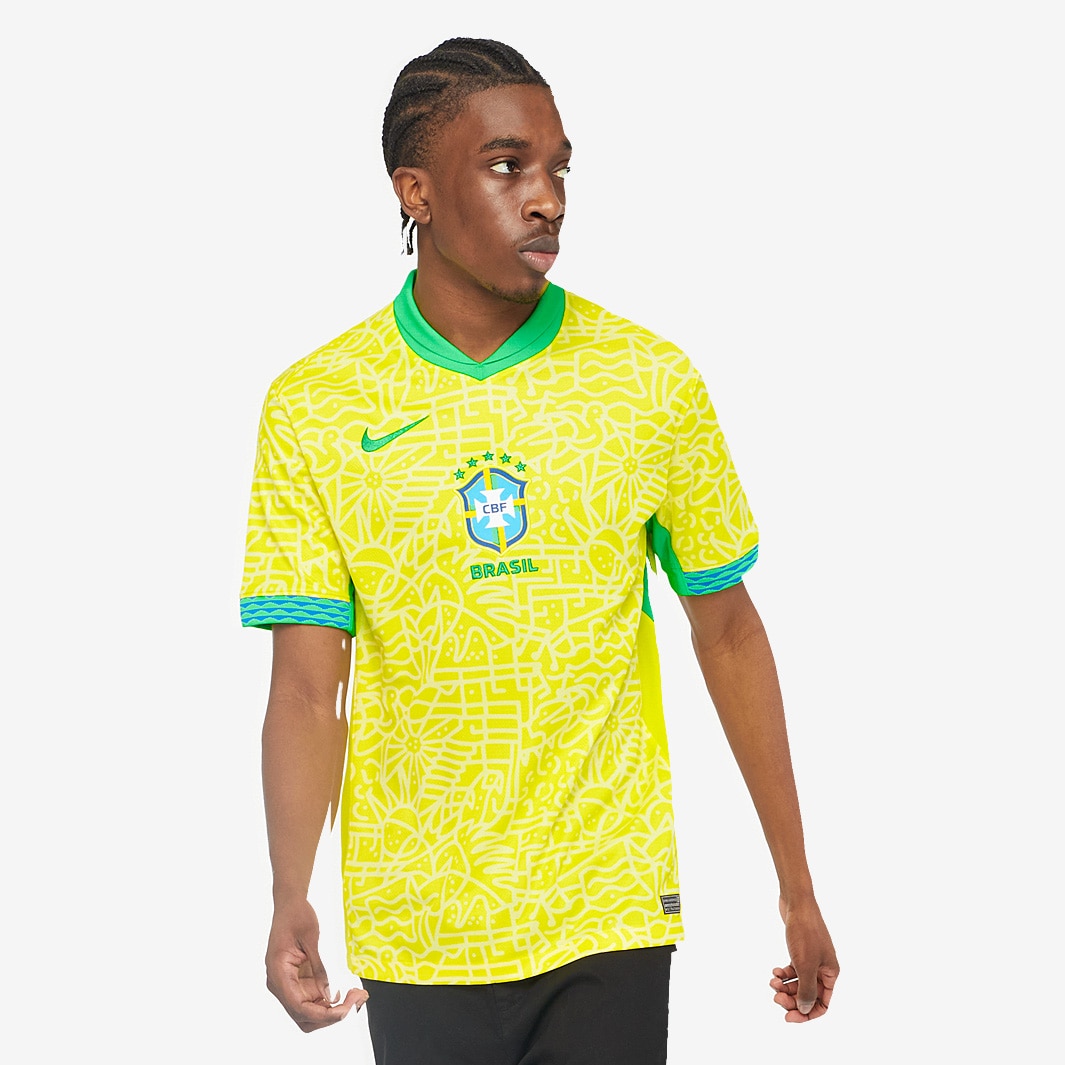 Nike Brazil 2024 Dri-FIT Stadium SS Home Shirt - Dynamic Yellow/Lemon ...